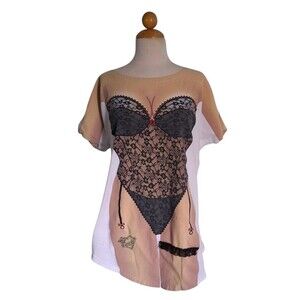Fun2Wear L.A. Imprints Lingerie Teddy T-shirt Sleep Shirt OSFM Large XLarge EUC